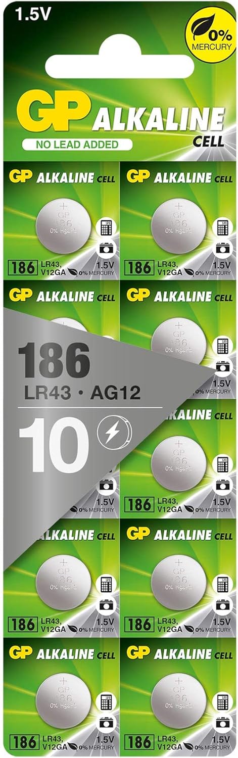 Blister 10 Batterie Alcaline Specialistiche a Bottone LR43 - GP Batteries IC-GP103142