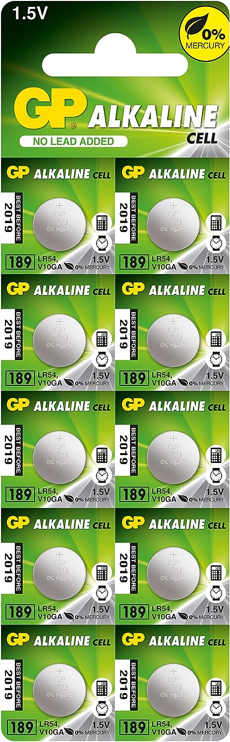 Blister 10 Batterie Alcaline Specialistiche a Bottone LR54 - GP Batteries IC-GP103143