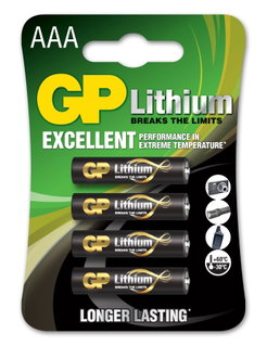 Blister 4 AAA lithium batteries 1,5V/24LF Longest Lasting - GP Batteries IC-GP103173