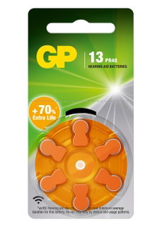 Blister 6 Batterie a Bottone PR48 ZA13 AC13 DA13 per Protesi Acustiche - GP Batteries IC-GP103249