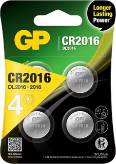 Blister 4 Batterie al Litio a Bottone 3V CR2016 - GP Batteries IC-GP103379