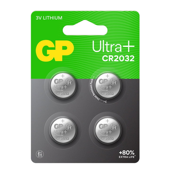 Blister 4 batterie litio bottone 3V CR2032 240 mAh - GP Batteries IC-GP103399