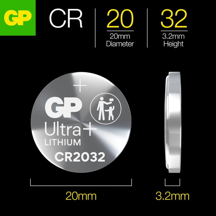 Blister 4 batterie litio bottone 3V CR2032 240 mAh - GP Batteries IC-GP103399