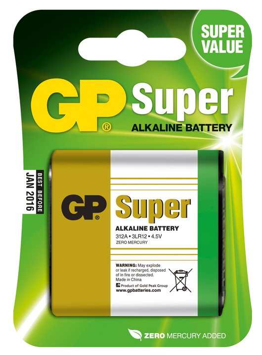 Blister 1 Battery 4,5V GP Super 312A 3LR12 - GP Batteries IC-GP151031