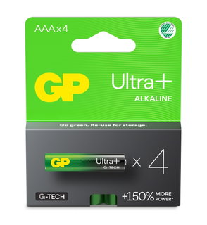 Pack of 4 GP Ultra Plus Alkaline AAA Miniature Batteries 24AUP/LR03 - GP Batteries IC-GP151423