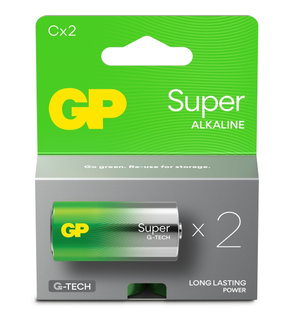 Pack of 2 GP Super Alkaline C (Half Torch) Batteries 14A/LR14 - GP Batteries IC-GP151424