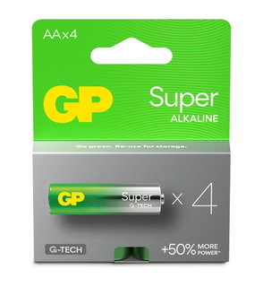 Pack of 4 GP Super Alkaline Batteries Stilo AA 15A/LR6 - GP Batteries IC-GP151429