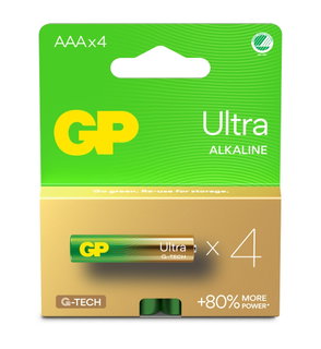 Pack of 4 GP Ultra Alkaline Batteries Ministilo AAA 24AU/LR03 - GP Batteries IC-GP151432