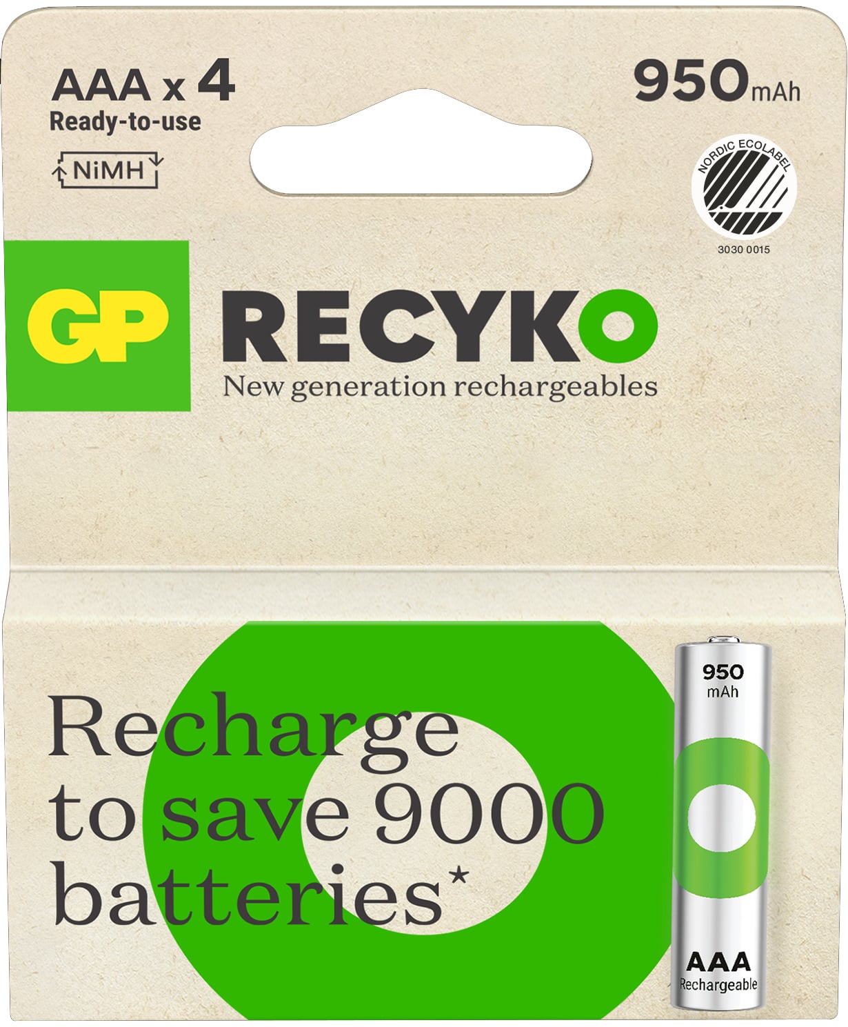 Blister 4 Batterie Ricaricabili AAA Mini Stilo 950 mAh GP ReCyko - GP Batteries IC-GP201242