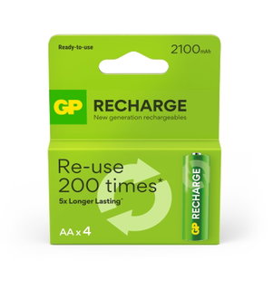 Blister 4 Rechargeable AA Stilo Batteries 2100 mAh GP ReCyko - GP Batteries IC-GP201258