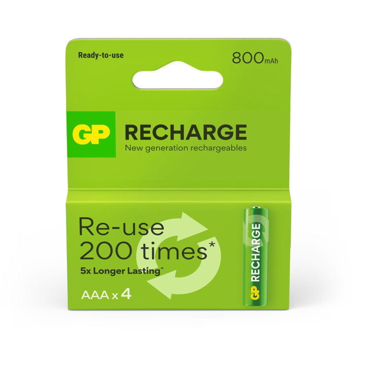 Blister 4 Batterie Ricaricabili AAA Mini Stilo 800 mAh GP ReCyko - GP Batteries IC-GP201259