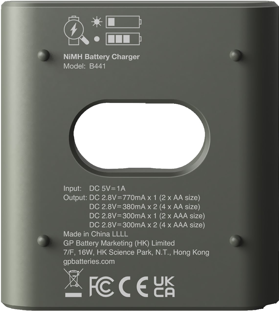 Caricabatterie per AA e AAA con 4 Batterie AA NiMH da 2100 mAh Incluse - GP Batteries IC-GP202261