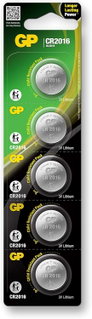 Blister of 5 Lithium Button Batteries CR2016 - GP Batteries IC-GP2283