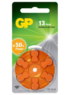 Blister 6 Batterie a Bottone PR48 ZA13 AC13 DA13 per Protesi Acustiche - GP Batteries IC-GP4420