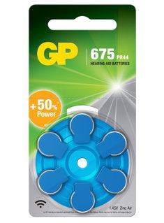 Blister 6 Batterie a Bottone PR44 ZA675 AC675 DA675 per Protesi Acustiche - GP Batteries IC-GP4423