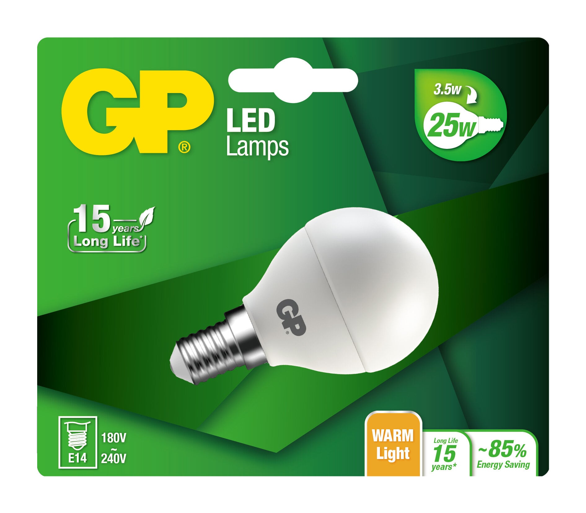 LED light bulb Mini Globe E 14 White Hot 3,5 W, Class F - GP Batteries IC-GP 472096