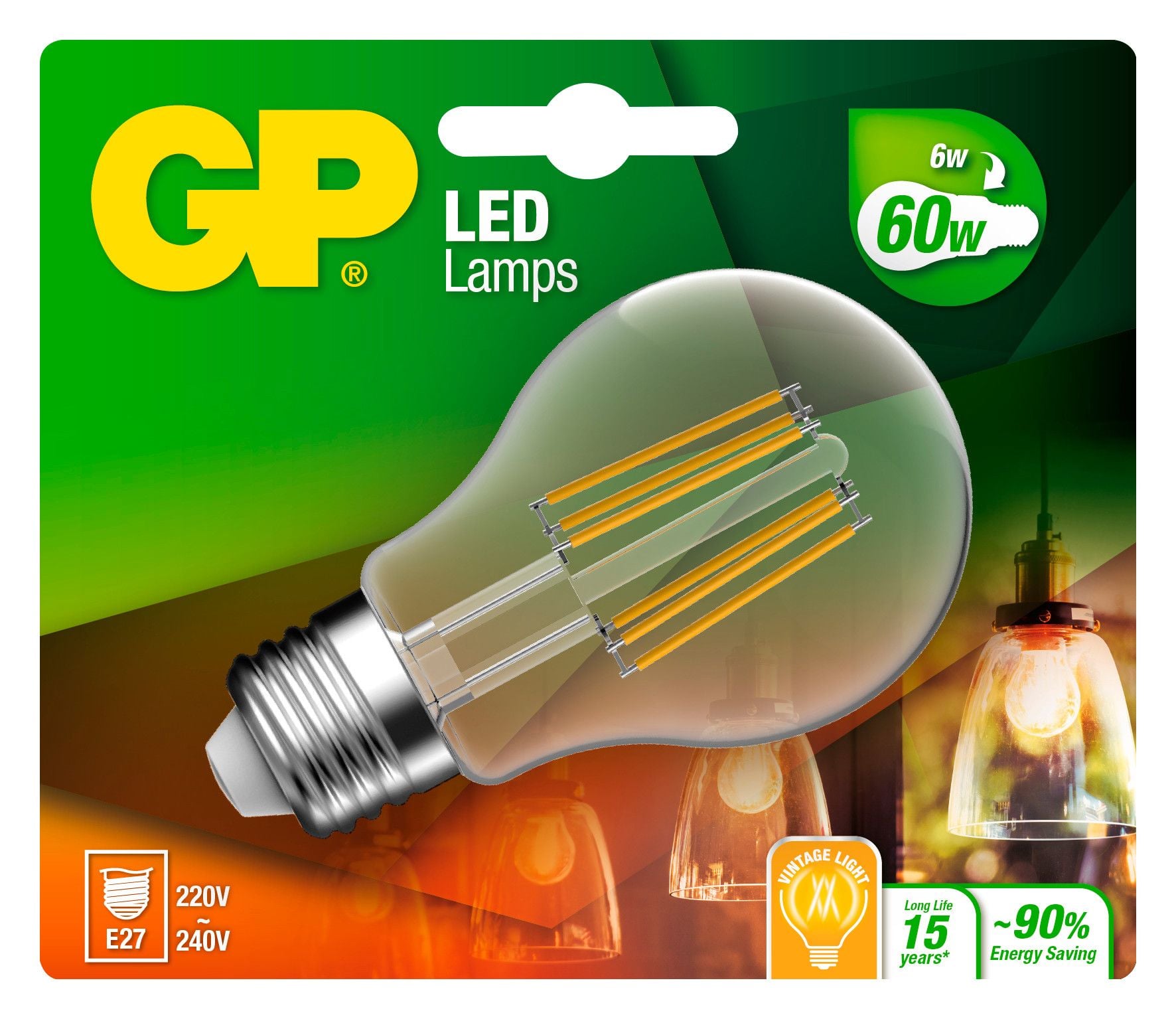 Lampadina LED E27 Bianco Caldo 6W Filamento Classe A++ - GP Batteries IC-GP472112