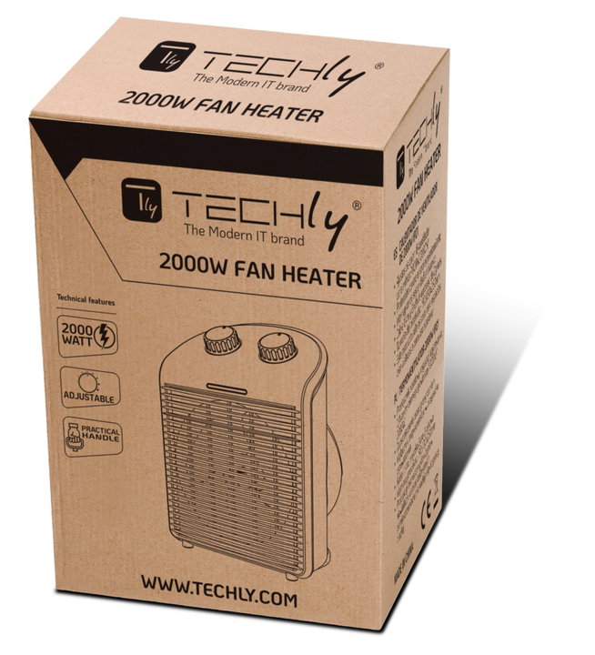 Portable Fan Heater 2 Heating Settings with Ventilation IP21 2000W - Techly IC-HEAT001