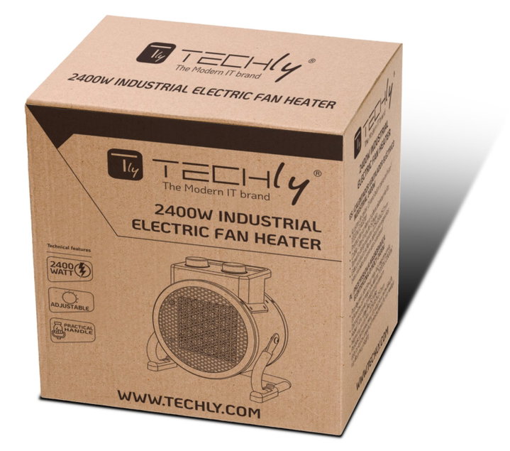 Industrial Ceramic Heater 2400W with Vertical Blowing Angle Adjustment - Techly IC-HEAT002