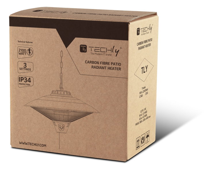 Riscaldatore Radiante da Soffitto IP34 2100W - Techly IC-HEATOUT002