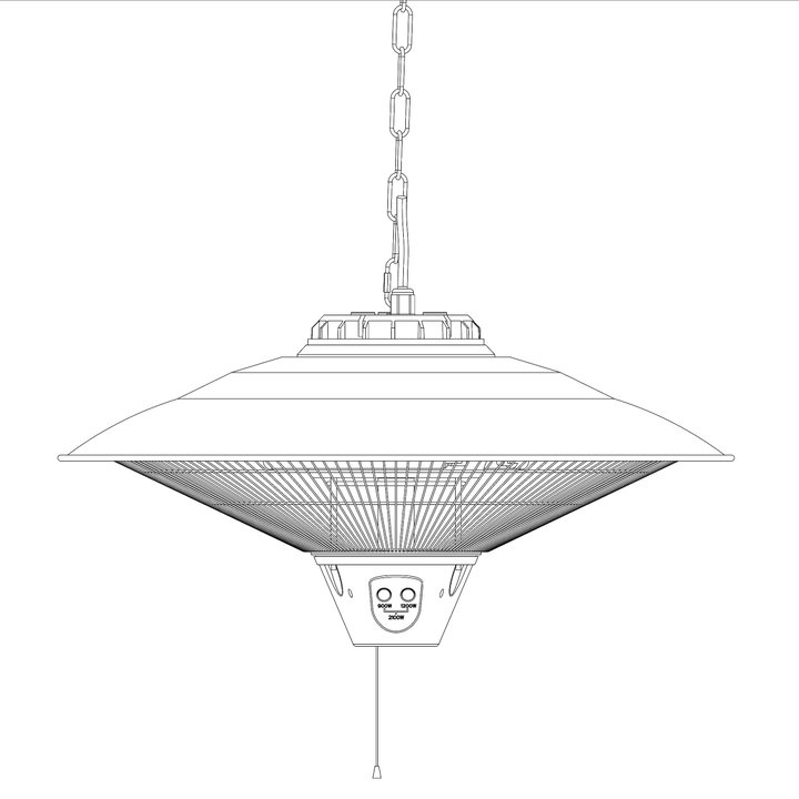 Riscaldatore Radiante da Soffitto IP34 2100W - Techly IC-HEATOUT002