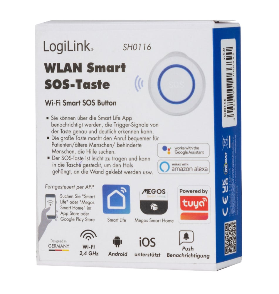 Pulsante Smart Wi-Fi di chiamata SOS Compatibile Tuya - Logilink IC-SH0116