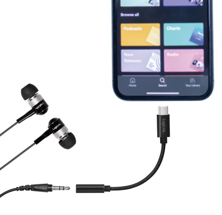 Cavo adattatore convertitore audio USB-C maschio a 3,5 mm femmina 13 cm - Logilink IC-UA0398