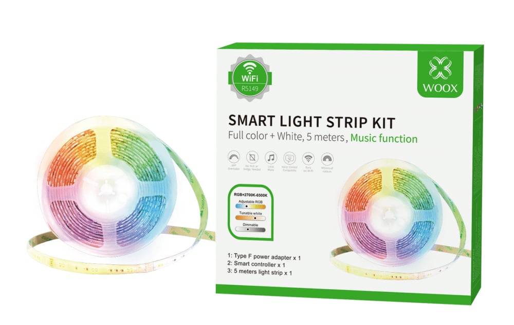Kit Striscia LED Intelligente 5m con Funzione Musicale e Controllo Vocale Alexa, R5149 - Woox IC-WO5149