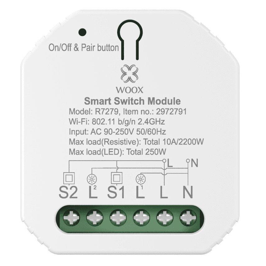 Smart Switch WiFi 2.4 GHz to 2 Channels - Woox IC-WO 7279