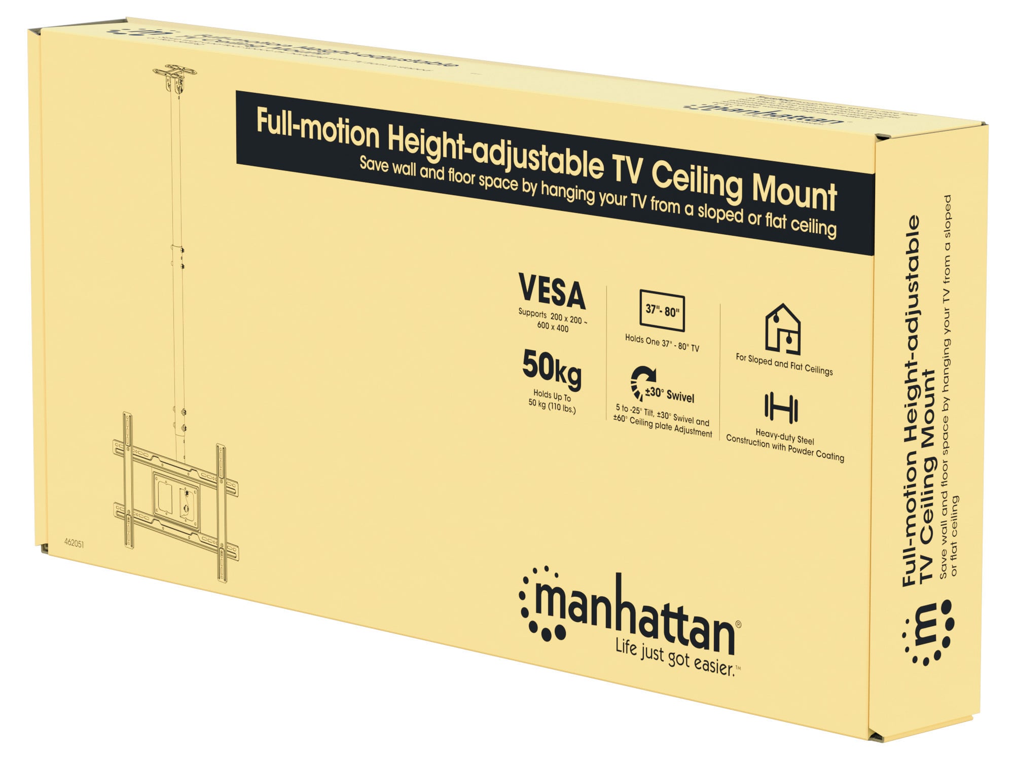 Supporto da Soffitto TV 37''-80'' Full-Motion Altezza Regolabile - Manhattan ICA-CPLB 051