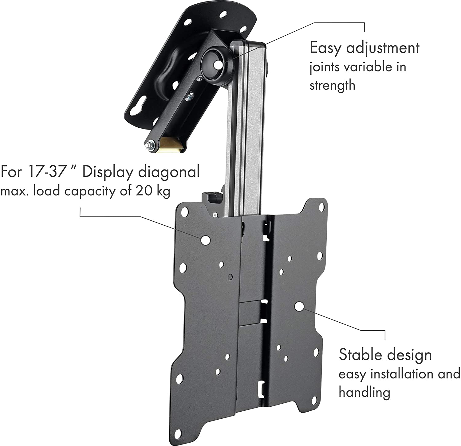 Staffa TV da Soffitto Dritto e Inclinato per TV LED/LCD 17''-37'' Nero - Techly ICA-CPLB 222