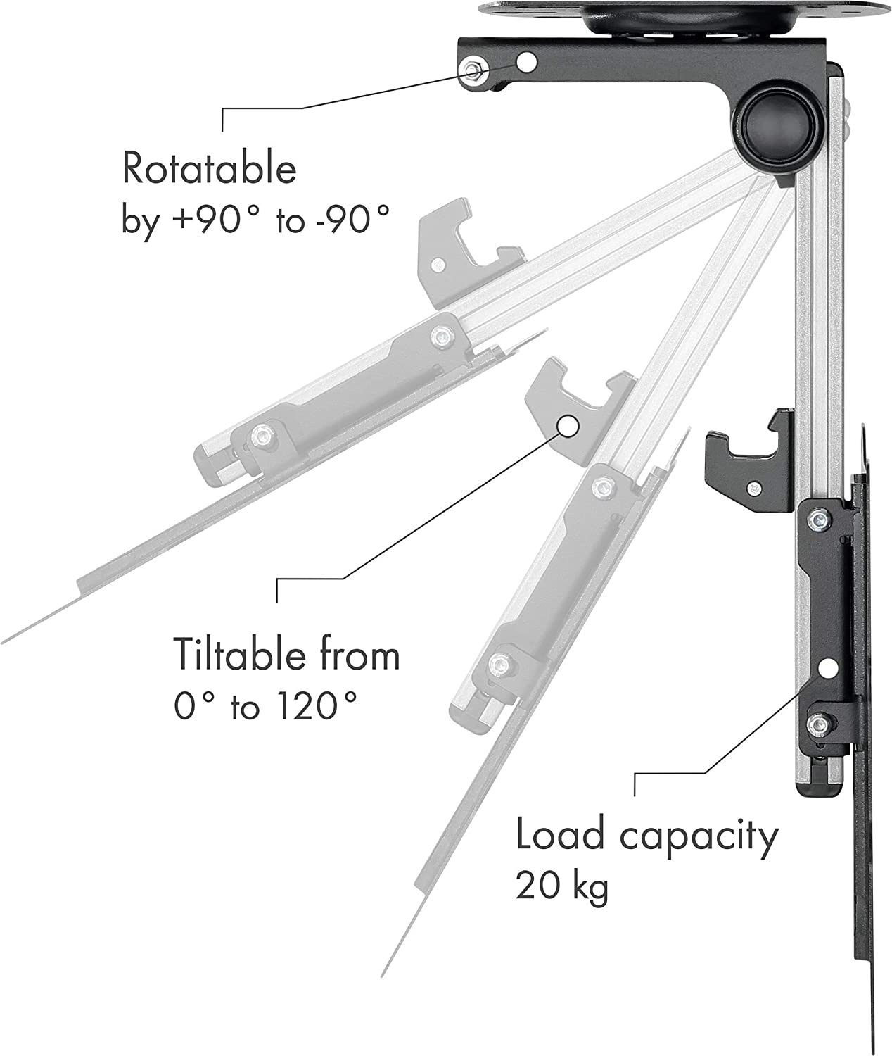 Staffa TV da Soffitto Dritto e Inclinato per TV LED/LCD 17''-37'' Nero - Techly ICA-CPLB 222