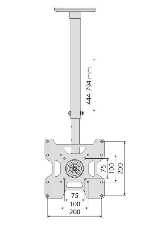 Staffa telescopica per installazione TV LED/LCD a soffitto - Techly ICA-CPLB 906