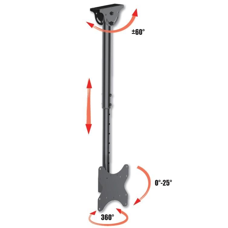 Supporto Telescopico a Soffitto fino a 1,6m per TV LED LCD 23-42'' - Techly ICA-CPLB 922L