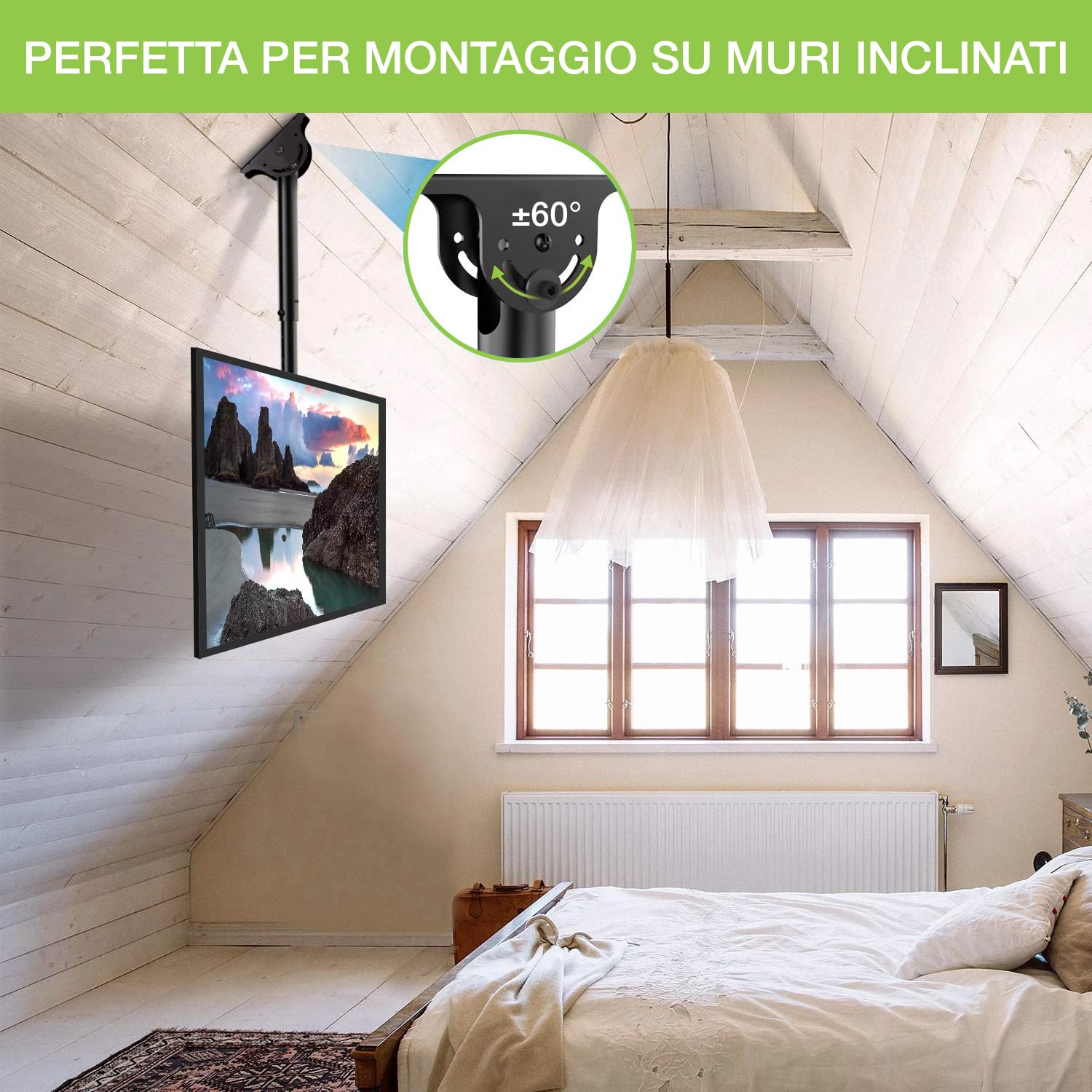 Supporto Telescopico a Soffitto fino a 1,6m per TV LED LCD 23-42'' - Techly ICA-CPLB 922L