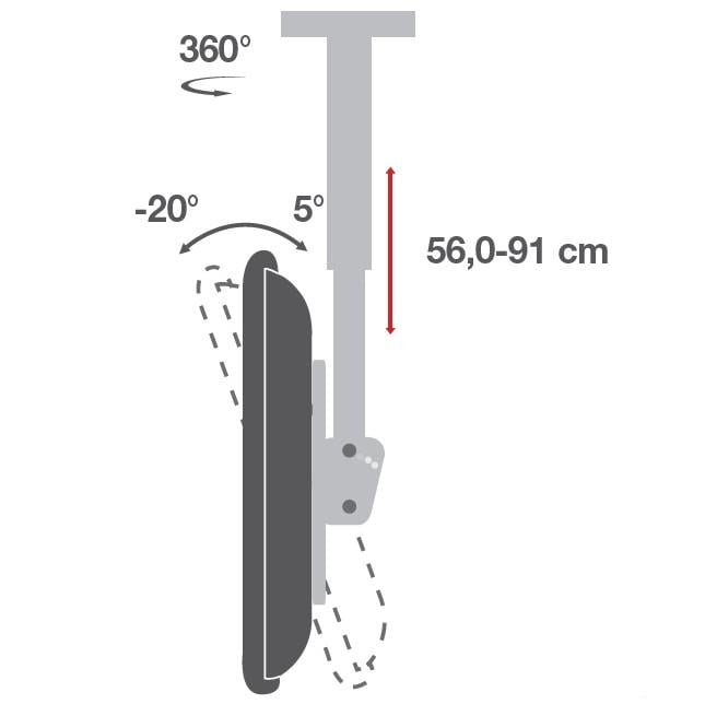 Supporto Telescopico Universale a Soffitto per 2 TV LED LCD 32-75'' - Techly ICA-CPLB 944D
