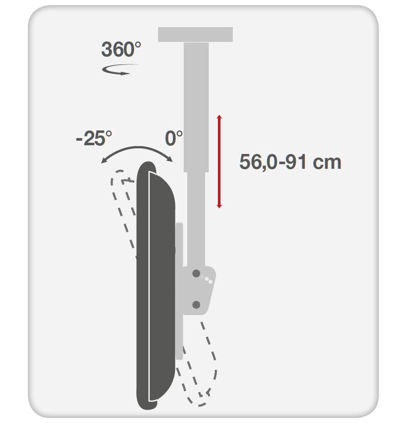 Supporto Telescopico Universale a Soffitto per TV LED LCD 32-75'' - Techly ICA-CPLB 944S