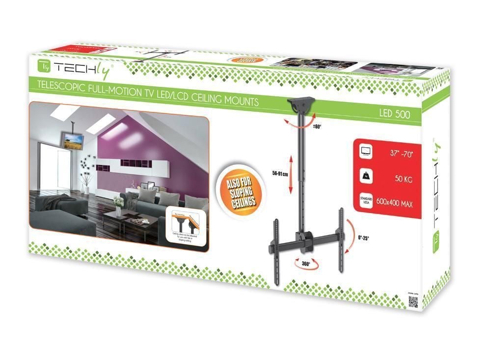 Supporto Telescopico Universale a Soffitto per TV LED LCD 37-70'' - Techly ICA-CPLB 946S