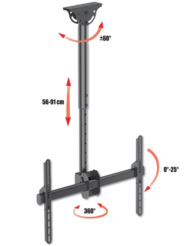 Supporto Telescopico Universale a Soffitto per TV LED LCD 37-70'' - Techly ICA-CPLB 946S