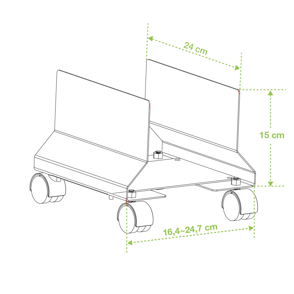 Supporto per PC in Acciaio con Ruote Nero - Techly ICA-CS 34