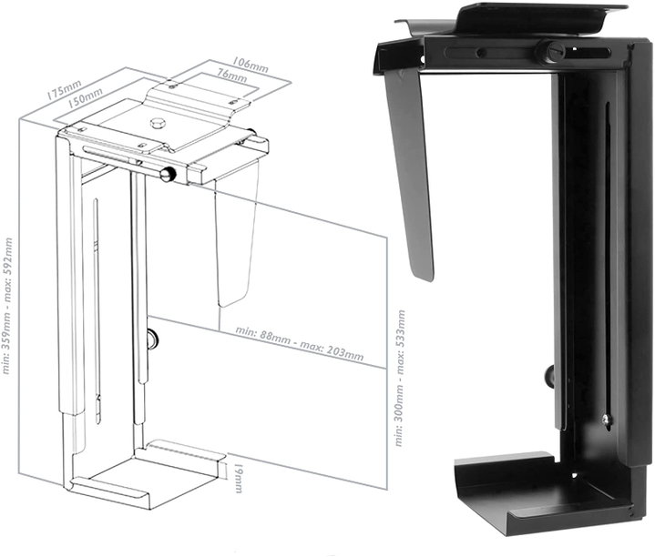 Supporto PC Sotto Scrivania / Parete Regolabile - Techly ICA-CS 66