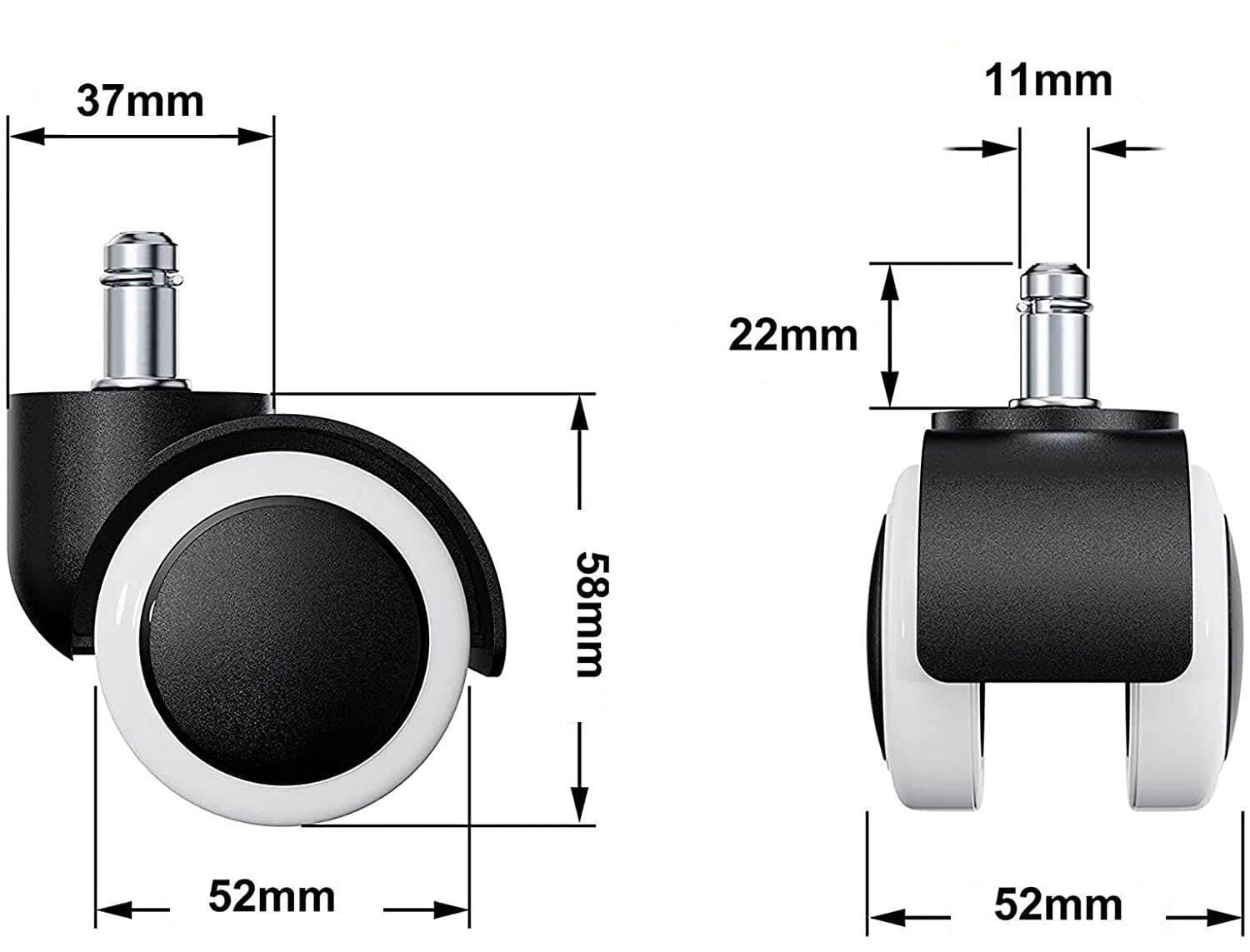 Ruota a Clip Sostitutive per Sedie in Poliuretano - Techly ICA-CT 891-WHE