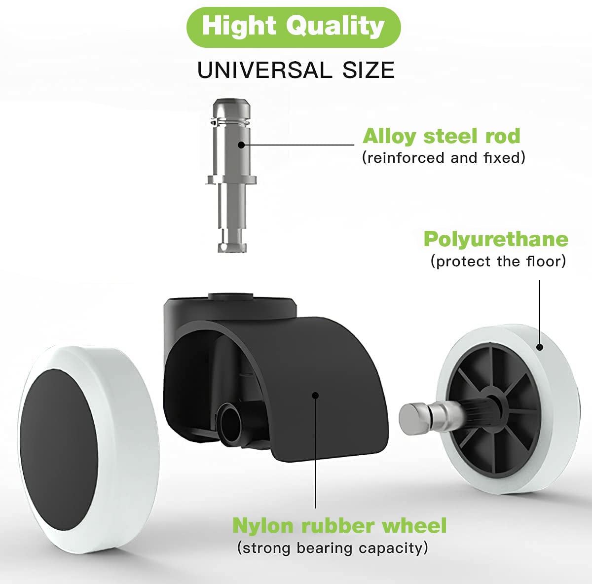 Ruota a Clip Sostitutive per Sedie in Poliuretano - Techly ICA-CT 891-WHE