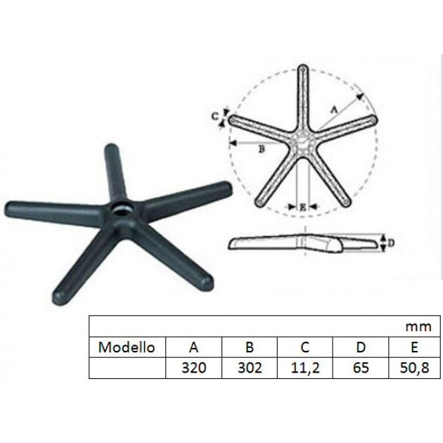 Base di ricambio per sedia da Ufficio - Techly ICA-CT BASE-M