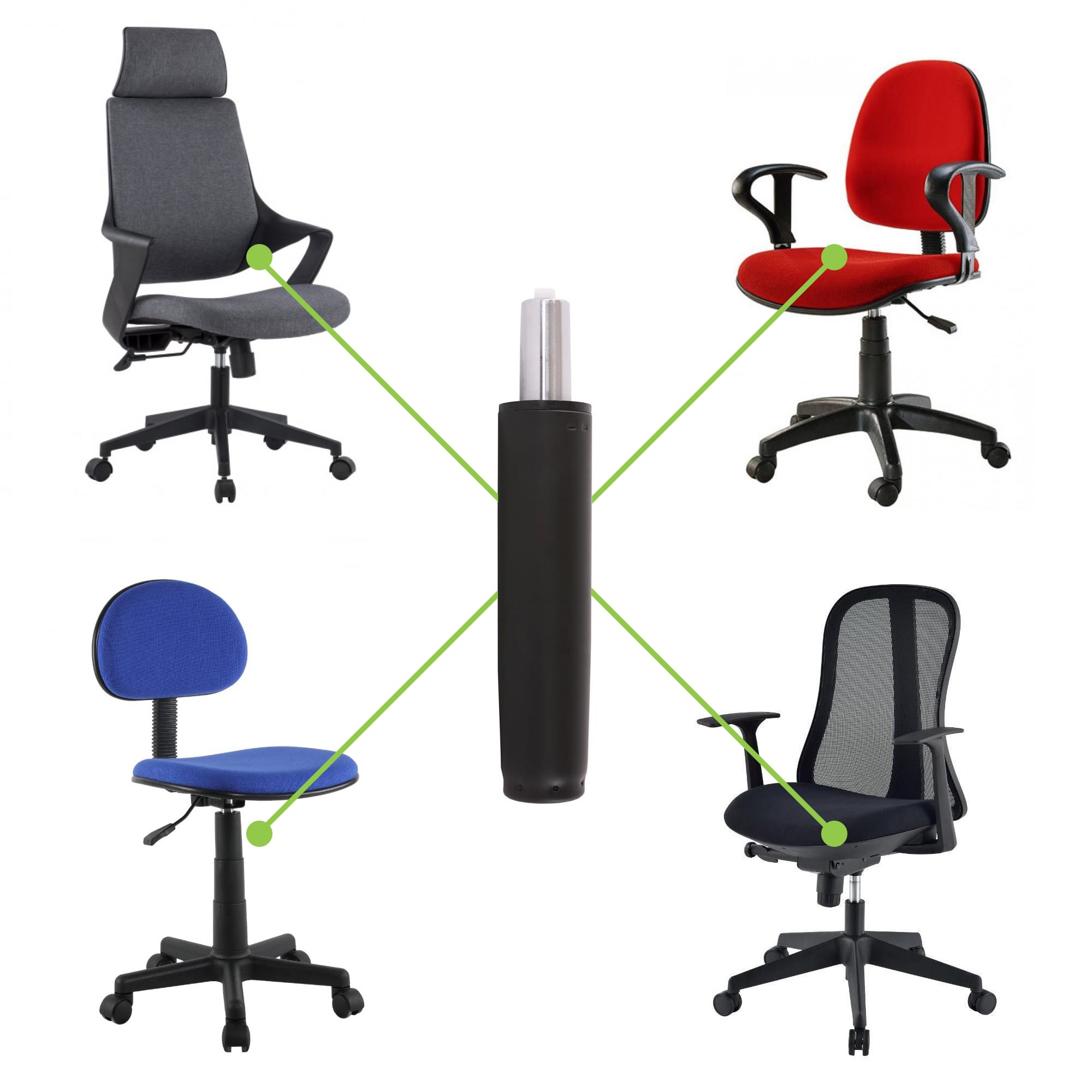 Pistone Gas per Sedia da Ufficio Altezza Regolabile Nero - Techly ICA-CT GAS-LIFT