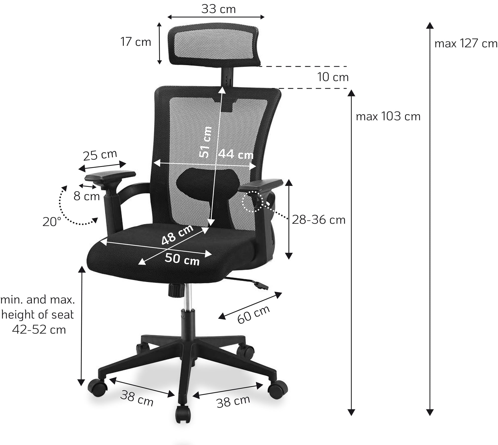 Sedia per Ufficio con Schienale Alto e Poggiatesta Regolabile Nero - Techly ICA-CT MC016