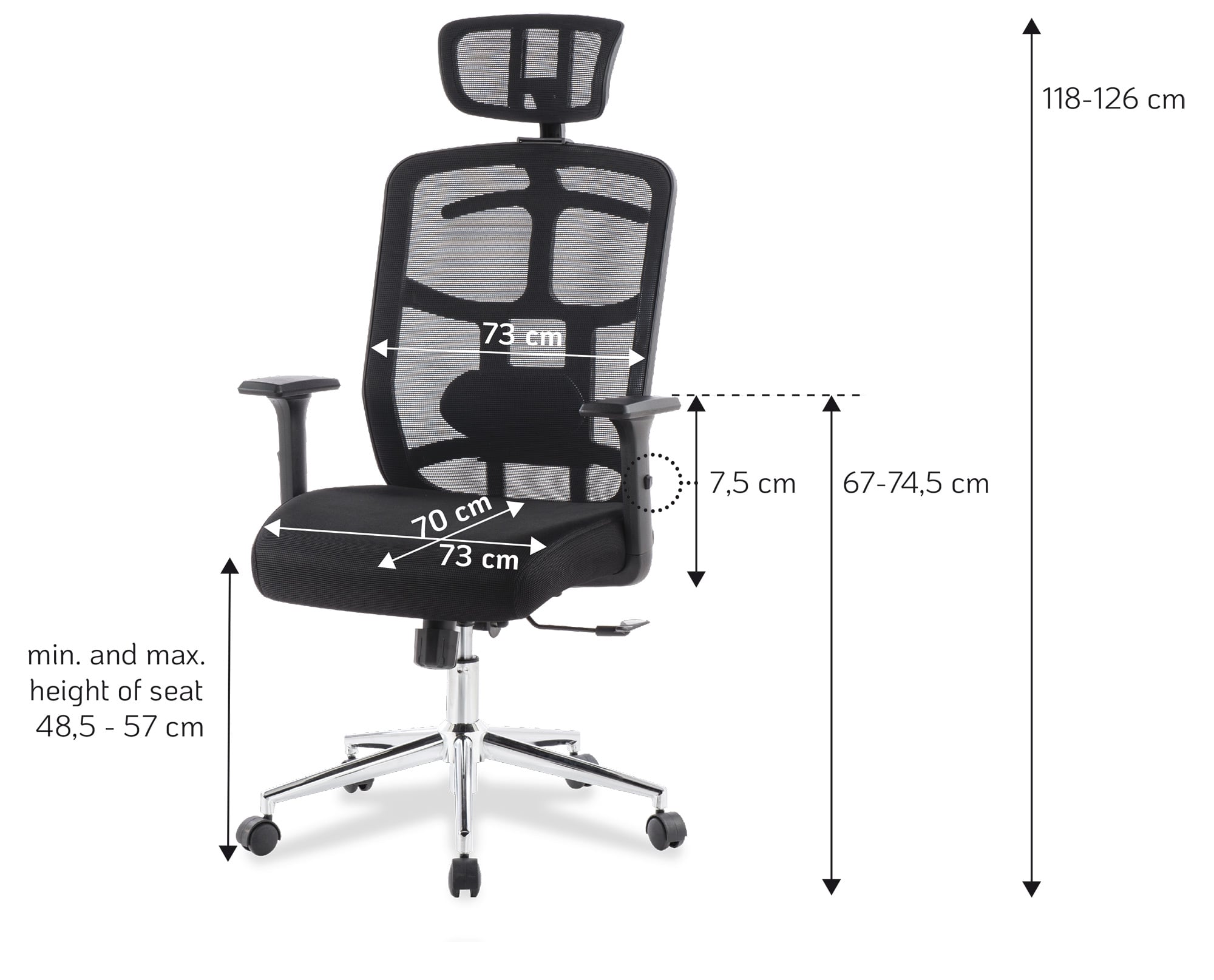 Sedia per Ufficio con Schienale Alto, Poggiatesta e Base Cromata Nero - Techly ICA-CT MC020