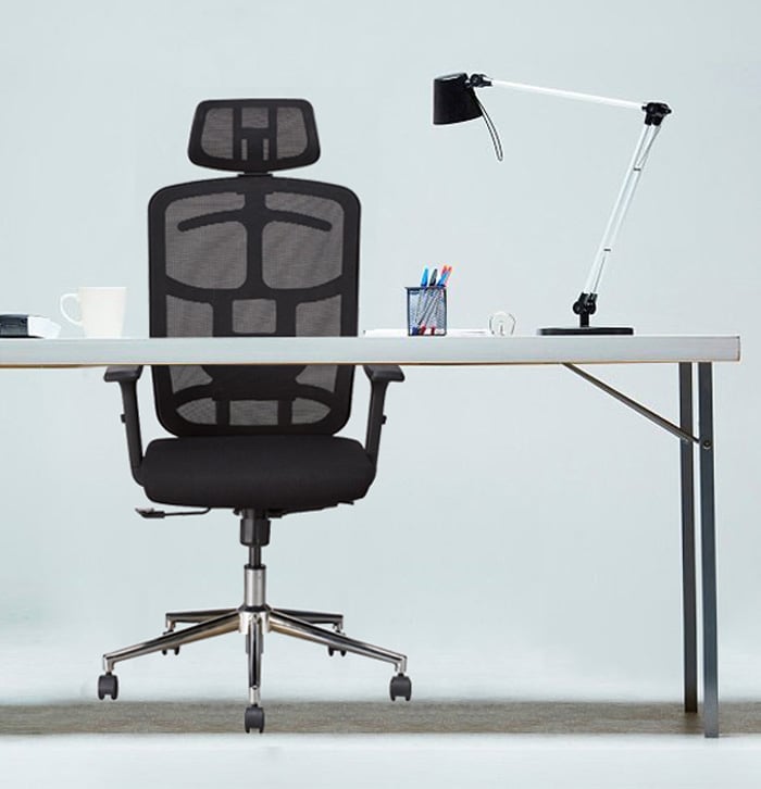 Sedia per Ufficio con Schienale Alto, Poggiatesta e Base Cromata Nero - Techly ICA-CT MC020