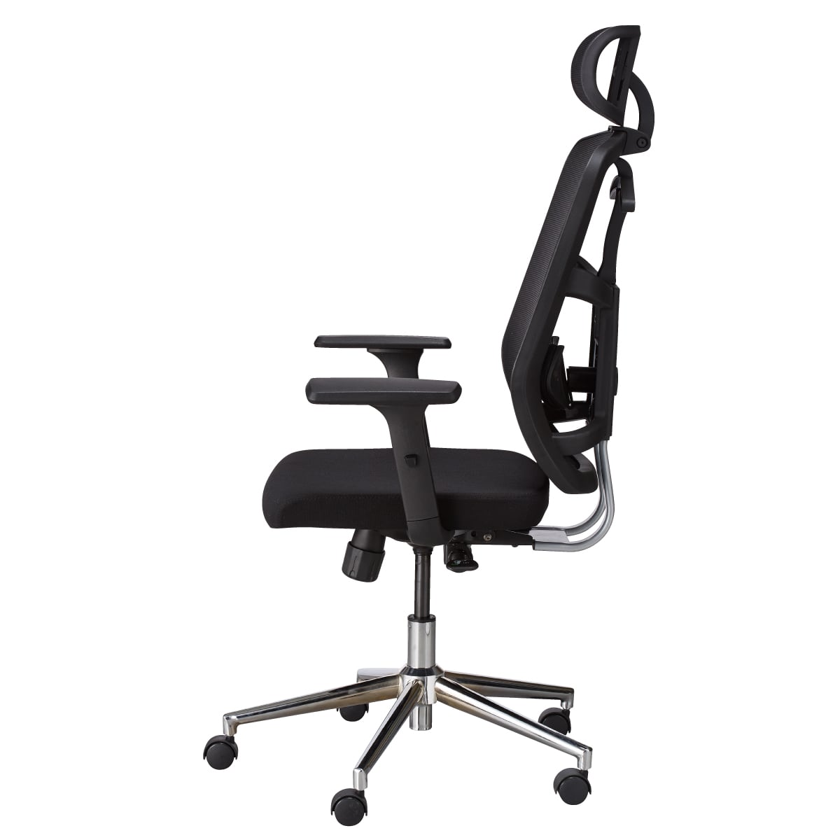 Sedia per Ufficio con Schienale Alto, Poggiatesta e Base Cromata Nero - Techly ICA-CT MC020