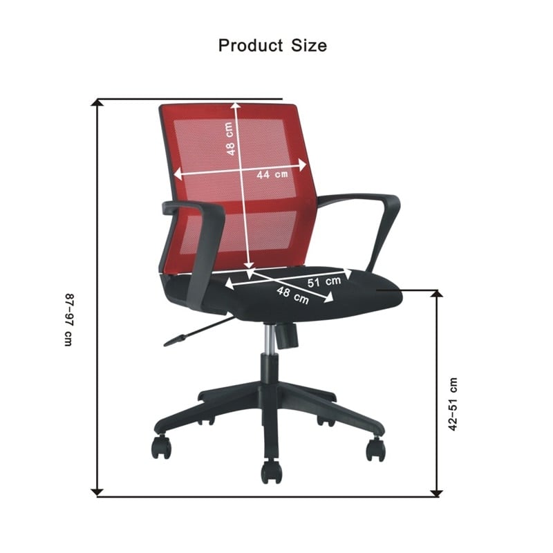 Sedia per Ufficio con Schienale Medio Nero/Bordeaux - Techly ICA-CT MC064